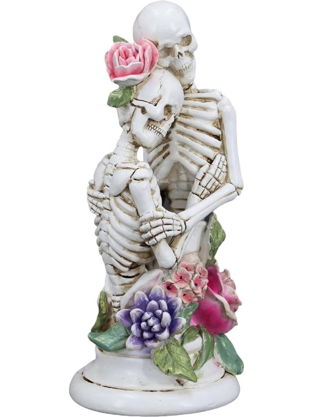 7.87"Embrace Skeleton Couple Embracing Statue Gothic Resin Skull Halloween Décor